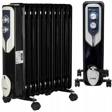 Calorifer electric Floria ZLN3666, 2500W, 11 elementi, termostat reglabil, negru