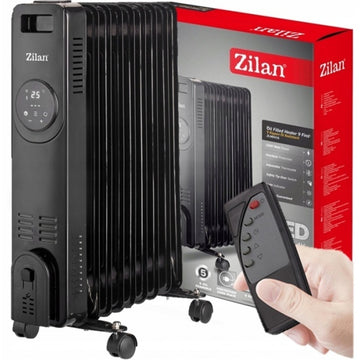 Calorifer Zilan ZLN8416, 2000W, 9 elementi, termostat reglabil, negru