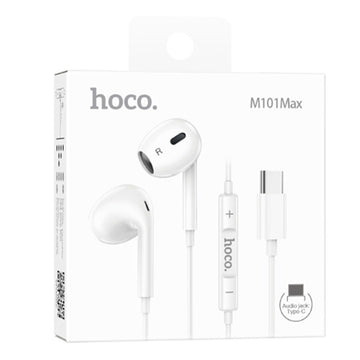 Casti cu Fir Hoco M101 Max, In Ear, USB-C, 1.2m Cablu, Digital Mic - Alb