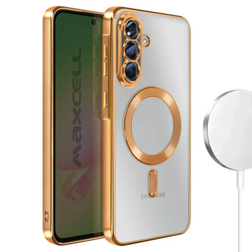 Husa Plating pentru Samsung S24 Ultra, Silicon cu MagSafe, ElectroEdge - Auriu