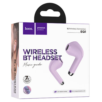 Casti Wireless Hoco EQ1, Ear Buds, BT 5.3, 180h StandBy, 400mAh, Display LED, MusicGuide - Mov