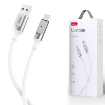 Cablu Date si Incarcare XO NB251, USB-A la MicroUSB, 6A, Metallic, 1m - Alb