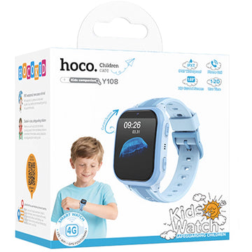 Ceas SmartWatch Hoco Y108 4G, pentru Copii, BT 5.0, Multifunction + Telefon, NanoSIM - Albastru