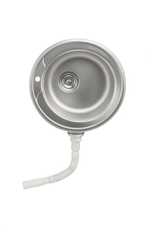 Chiuveta inox 304 rotunda Z-Inox, Ø48 cm, anticalcar, cu preaplin si sifon inclus, argintiu