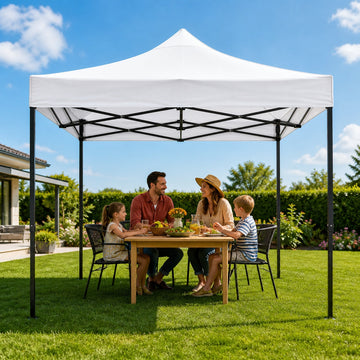 Cort pavilion 3x3m pliabil PEXOR FORTE cu cadru metalic, copertina impermiabila, pentru curte, gradina, evenimente, alb