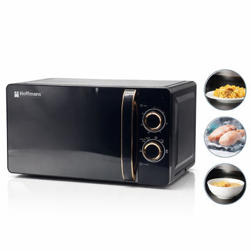 Cuptor cu Microunde Hoffmans HM765, Capacitatea 20L, 700W cu Temporizator 30 Min si 5 Niveluri de Putere, Negru