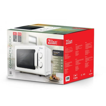 Cuptor cu microunde Zilan ZLN1174, 20 L, 700 W, 6 trepte putere, functie dezghetare, timer 30 min, alb