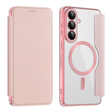 Husa MagFlip pentru Samsung S26, Magnet, RFID Protect, Piele, Chrome Edge - Roz