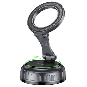 Suport Auto Hoco H92, Magnetic, Montaj Bord, Suction Cup, Pliabil, MultiAngle - Negru METAL Grey