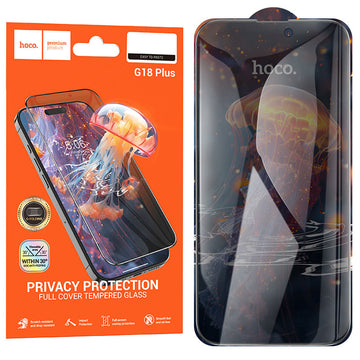 Folie Privacy Hoco G18 Plus pentru iPhone 16, ArcEdge, AntiSpy - Rama neagra