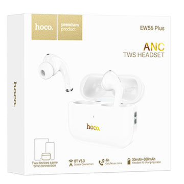 Casti Wireless Hoco EW56 Plus, Ear Buds, 150h StandBy, ENC Noise, Generoso - Alb