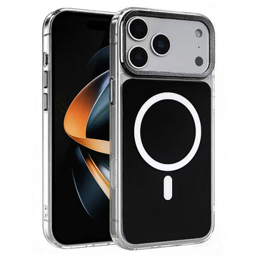Husa MagShield pentru iPhone 17 Pro, Magnetica, Butoane Metalice, Clear Frame - Negru