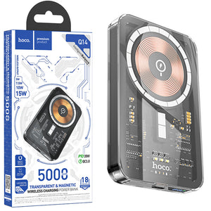 Hoco (Q14) - Baterie Externa, 1xUSB-C, Magnet, Display LED, 5000mAh, Black