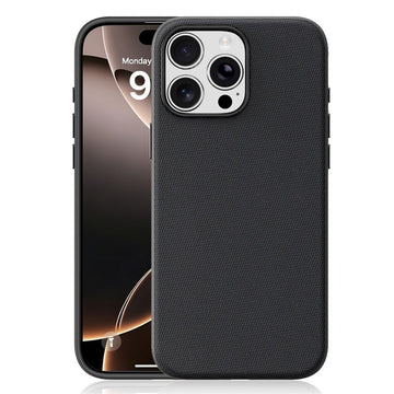 Husa Woven pentru iPhone 16 Pro Max, MagCase, TechWoven Piele, Soft Craft - Negru