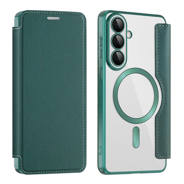 Husa MagFlip pentru Samsung S26, Magnet, RFID Protect, Piele, Chrome Edge - Verde