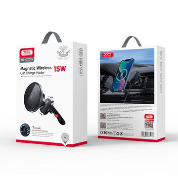 Suport Auto cu Incarcare Wireless XO CX015, 15W, Magnetic, Montaj Ventilatie, SecureLock - Negru