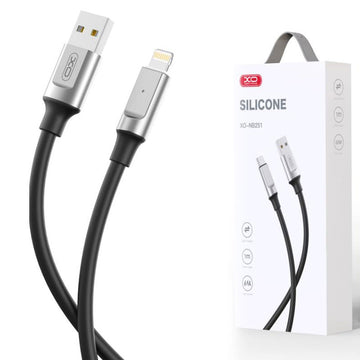 Cablu Date si Incarcare XO NB251, USB-A la Lightning, 6A, Metallic, 1m - Negru