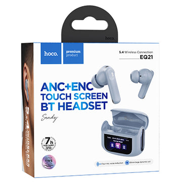 Casti Wireless Hoco EQ21, Ear Buds, BT 5.4, 40/400mAh, ANC+ENC, Touchscreen - Star / Albastru