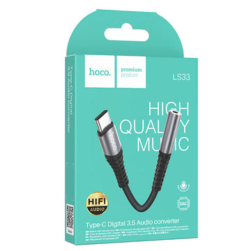 Cablu Audio Hoco LS33, USB-C la Jack 3.5mm F, 12cm - Negru