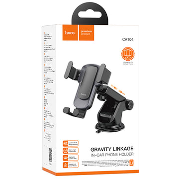 Suport Auto Hoco CA104, cu Cleme Laterale, Montaj Bord, MultiAngle, AutoGravity - Negru