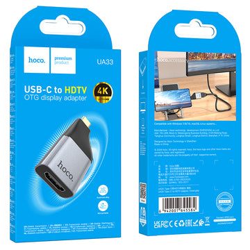 Adaptor OTG Transfer Hoco UA33, USB-C la HDMI, Video Transfer, 4K, 30Hz - Gri