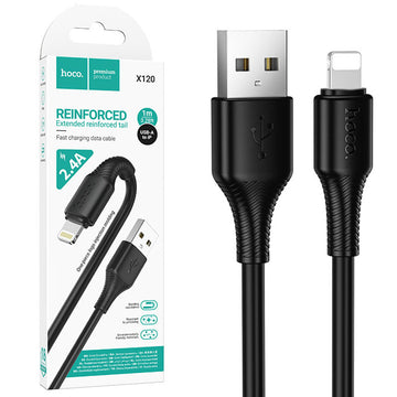 Cablu Date si Incarcare Hoco X120, USB A la Lightning, 2.4A, QC3.0, 1m - Negru