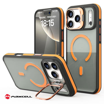Husa KickStand pentru iPhone 15 Pro Max, Heavy Grip Hone, MagCase, CamBracket - Portocaliu Color