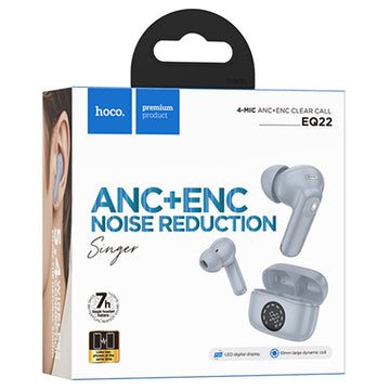 Casti Wireless Hoco EQ22, Ear Buds, BT 5.4, 40/400mAh, ANC+ENC, PowerLED - Star / Albastru