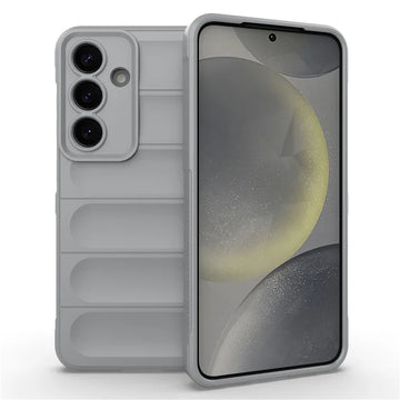 Husa Wave pentru Samsung Galaxy S25, Grip Microfiber, ShockProof - Smoke gri