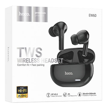 Casti Wireless Hoco EW60, Ear Buds, BT 5.3, 150h StandBy, 300mAh, HiFi, Norman - Negru