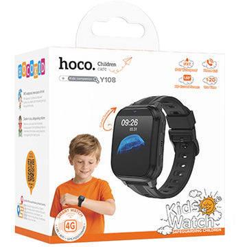 Ceas SmartWatch Hoco Y108 4G, pentru Copii, BT 5.0, Multifunction + Telefon, NanoSIM - Negru