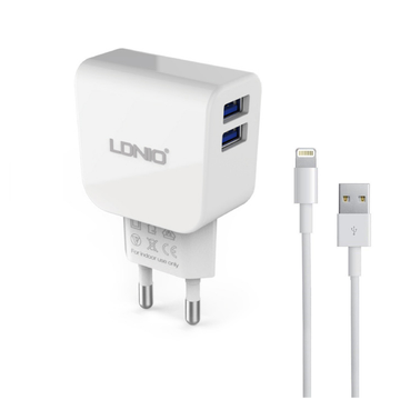 Incarcator Ldnio AC56-I retea + Cablu Lightning - Alb