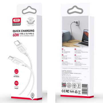 Cablu Date si Incarcare XO NB-Q236B, USB-C, PD60W, QC3.0, Braided, 1m - Alb