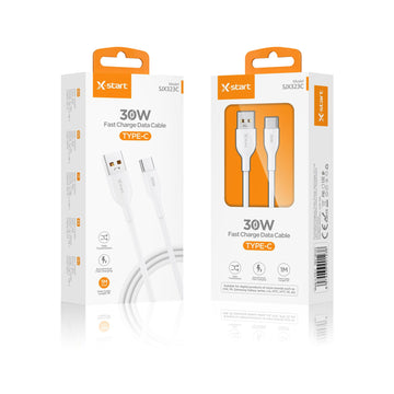 Cablu Date si Incarcare X-Start SJX323C, USB-A la USB-C, 30W, 1m, SuperFast, Soft Texture - Alb