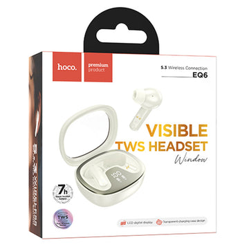 Casti Wireless Hoco EQ6, Ear Buds, BT 5.3, 180h StandBy, 320mAh, Shadow - Alb