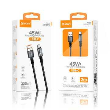 Cablu Date si Incarcare, USB-A la USB-C X-Start SJX327C, 45W, 2m, Black