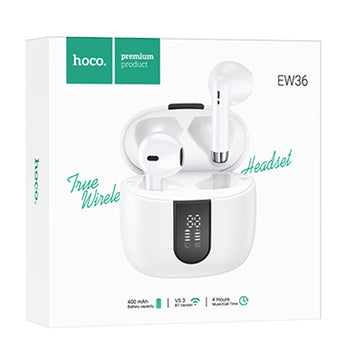 Casti Wireless Hoco EW36, Ear Buds, BT 5.3, 150h StandBy, 400mAh, Melody - Alb