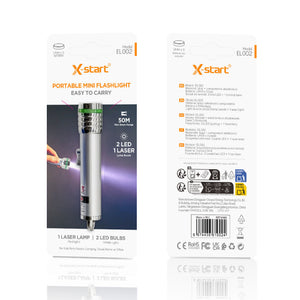 Lampa X-Start EL002, LED, Zoom Radius 50m, 2 Bile LED + 1 Laser Light - Argintiu