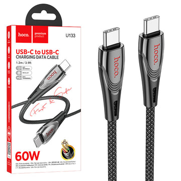 Cablu Date si Incarcare Hoco U133, USB-C, PD60W, QC3.0, 3A, Braided, 1.2m - Negru