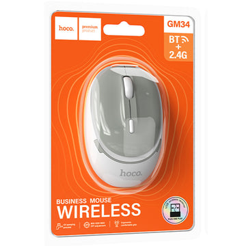 Mouse Dual Hoco GM34, BT 5.0/ Wireless 2.4G, 1.600 DPI, 4D Button, Nuevo - Gri / Alb