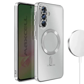 Husa Plating pentru Samsung S24 Ultra, Silicon cu MagSafe, ElectroEdge - Argintiu