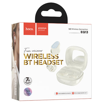 Casti Wireless Hoco EQ13, Ear Buds, BT 5.3, 180h StandBy, 400mAh, Mirror Case - Alb
