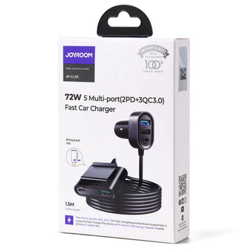 Incarcator Auto + Cablu Joyroom JR-CL05, 75W, 2xUSB-C, 3xUSB-A, PD, QC 3.0 - Negru