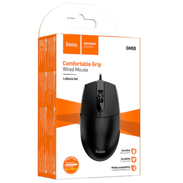Mouse Uri cu Fir Hoco GM50, Business - Negru