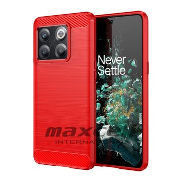 Husa Brush pentru Motorola Moto G54, TPU, Metall Look - Rosu