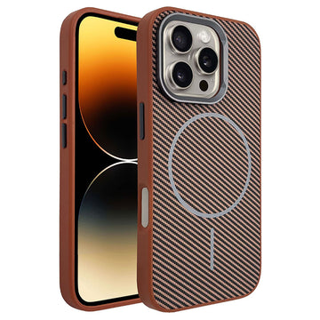 Husa MagFiber pentru iPhone 16 Pro Max, Carbon MagCase, AntiShock - Maro