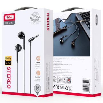 Casti cu Fir XO EP62, In Ear, 3.5mm, 1.2m, Mic & Volume Key, HiFi - Negru