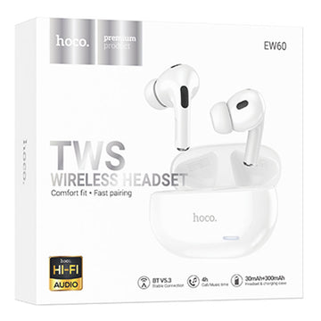 Casti Wireless Hoco EW60, Ear Buds, BT 5.3, 150h StandBy, 300mAh, HiFi, Norman - Alb