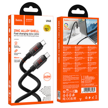 Cablu Date si Incarcare Hoco U143, USB-C, 240W, 5A, Power Delivery 3.1, 1.2m - Negru