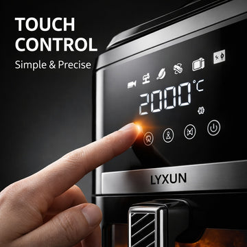 Friteuza cu Aer Cald Lyxun LX2735 Capacitate 6.5L 2000W Airfryer Digital Touch fara Ulei, Negru